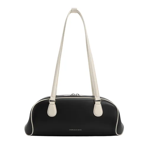 Túi Đeo Vai Nữ Charles & Keith CNK Nelly Two-Tone Elongated Shoulder Bag Multi CK2-30782751 Màu Đen/Trắng