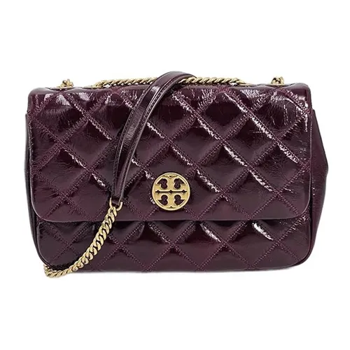 Túi Đeo Vai Nữ Tory Burch 152050 Willa Shine Maroon Purple With Gold Hardware Leather Màu Tím