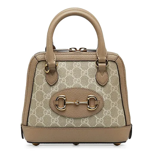 Túi Xách Nữ Gucci Beige Mini GG Supreme Horsebit 1955 Satchel Màu Be