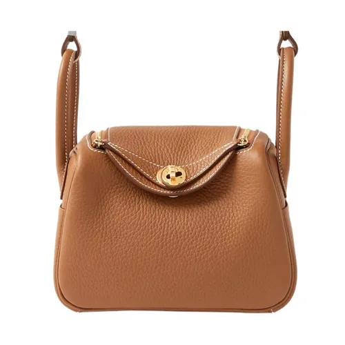 Túi Xách Nữ Hermès Mini Lindy Gold Clemence GHW Màu Nâu