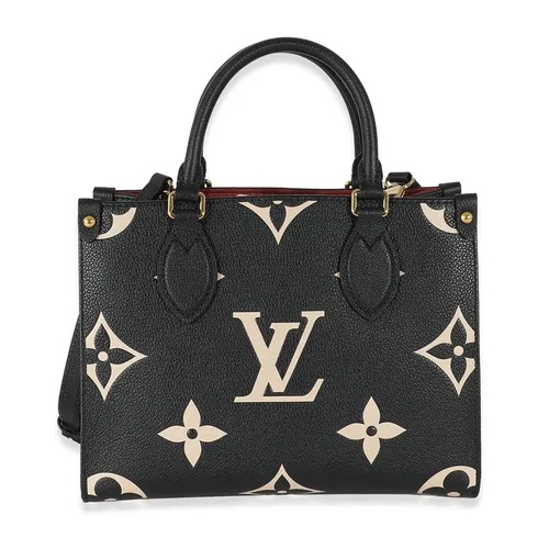 Túi Xách Nữ Louis Vuitton LV Black & Beige Bicolor Monogram Empreinte Onthego PM Màu Đen Họa Tiết