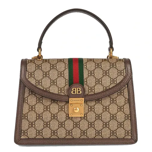 Túi Xách Tay Balenciaga Hacker Project x Gucci Monogram Top Handle Bag Màu Be