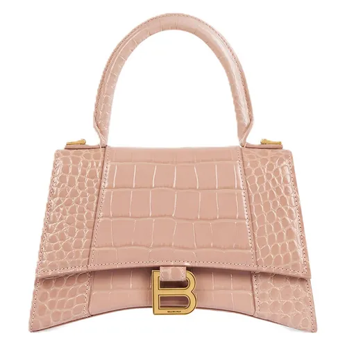 Túi Xách Tay Nữ Balenciaga Hourglass Small Shiny Crocodile 'Beige' 5935461LRGM9016 Màu Be