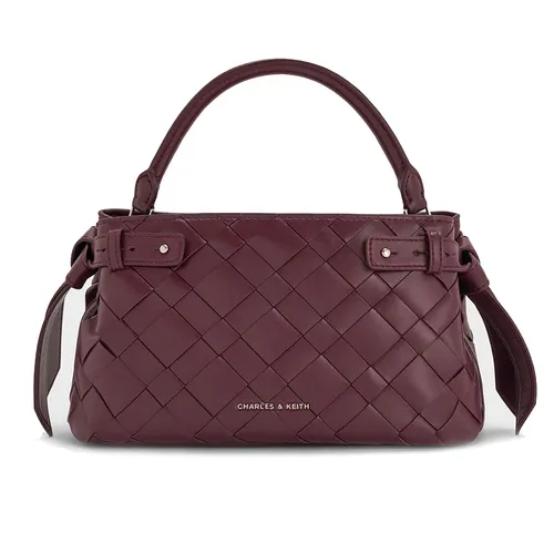Túi Xách Tay Nữ Charles & Keith CNK Ivette Woven Top Handle Bag - Wineberry Red CK2-30701620 Màu Đỏ Mận