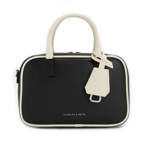Túi Xách Tay Nữ Charles & Keith CNK Mini Sianna Two-Tone Bowling Bag - Multi CK2-30151589 Màu Đen