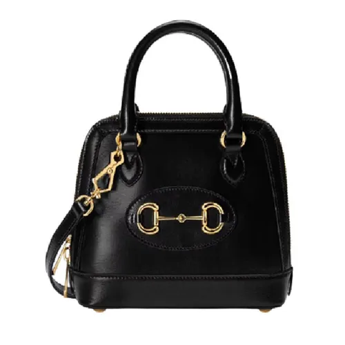 Túi Xách Tay Nữ Gucci Horsebit 1955 Mini Top Handle Leather Black Màu Đen