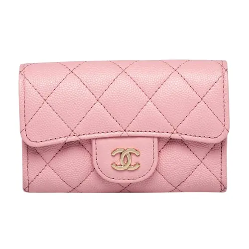 Ví Nữ Chanel Pink Quilted Caviar Leather Classic Flap Card Case Màu Hồng
