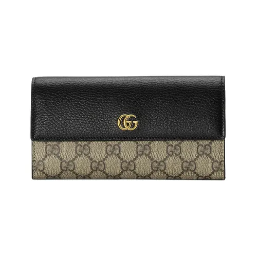 Ví Nữ Gucci GG Marmont Bi-Color Continental Wallet Màu Đen Be