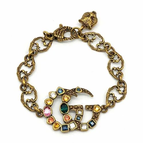 Vòng Đeo Tay Nữ Gucci Double G Multicolor Crystal Bracelet Bangle Phối Màu