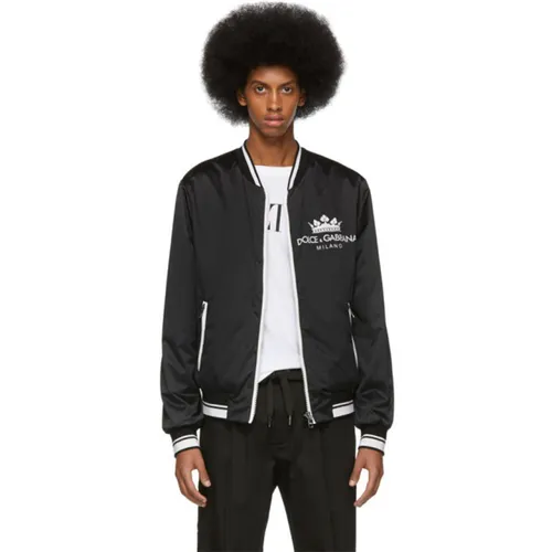 Áo Khoác Nam Dolce & Gabbana D&G Black Milano Bomber Jacket G9NC8T Màu Đen Size 48