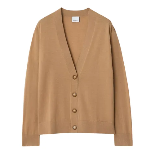 Áo Cardigan Nữ Burberry Tulip V-Neck Wool In Camel 80911741 Màu Nâu Size XS