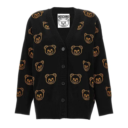 Áo Cardigan Nữ Moschino All Over Bear Màu Đen Họa Tiết Size 36
