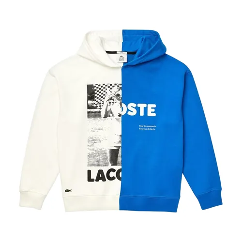 Áo Hoodie Lacoste Unisex Live Bicolor Print Fleece Sweatshirt SH5661 Màu Trắng - Xanh Navy Size XS