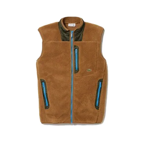 Áo Khoác Gile Nam Lacoste Sherpa Fleece Vest Jacket BH3345 Màu Nâu
