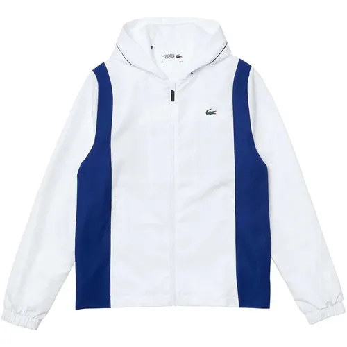 Áo Khoác Gió Nam Lacoste Sport Zipped Training Jacket Màu Xanh Trắng Size 4