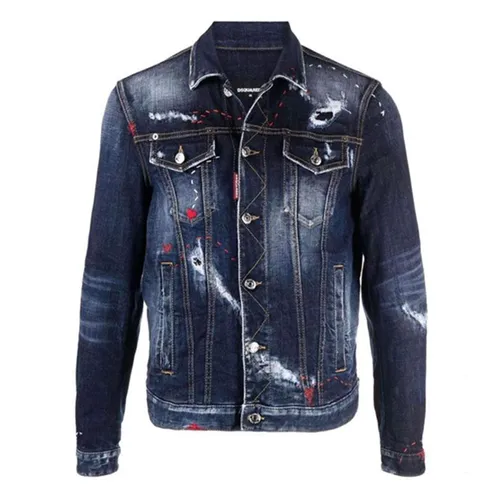 Áo Khoác Jean Nam Dsquared2 Denim Jacket Màu Xanh Đậm Size 46
