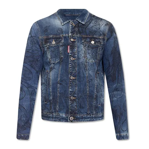 Áo Khoác Jean Nam Dsquared2 Navy Blue Dan Jacket S71AN0341 S30664-470 Màu Xanh Denim Size 46