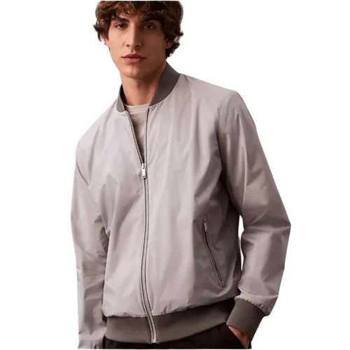 Áo Khoác Nam Calvin Klein CK Zip Matte Bomber Jacket 40FM512 - 060 Màu Xám Nhạt Size S