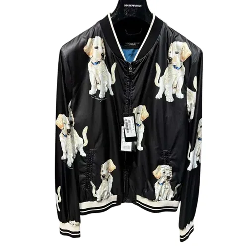 Áo Khoác Nam Dolce & Gabbana D&G Logo Họa Tiết Dog Màu Đen Size 46