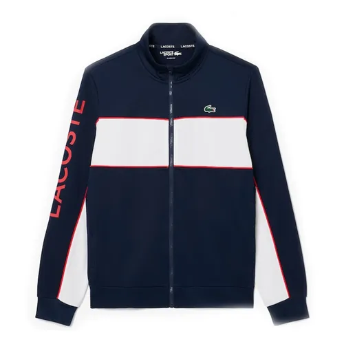 Áo Khoác Nam Lacoste Print Branding Zipped Tennis Sweatshirt  SH8942-00 5GC Màu Xanh Trắng Size 3