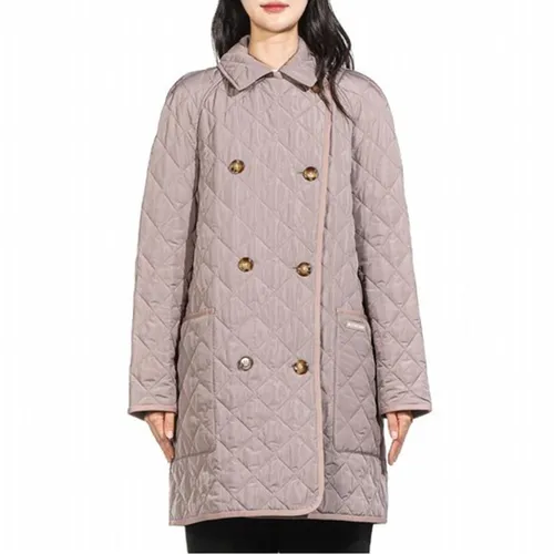 Áo Khoác Nữ Burberry Women's Tything Quilted Jacket Màu Xám Hồng Size XS