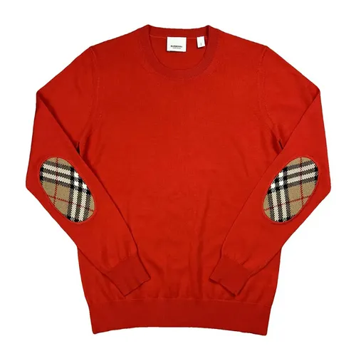 Áo Len Nữ Burberry Bempton Elbow Patch Sweater Màu Đỏ Size M