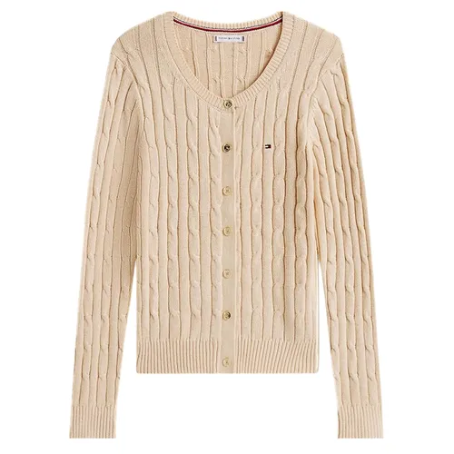 Áo Len Cardigan Nữ Tommy Hilfiger Cable Knit Màu Be Size XS