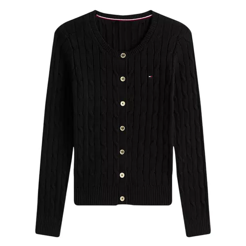 Áo Len Cardigan Nữ Tommy Hilfiger Cable Knit Màu Đen Size XS