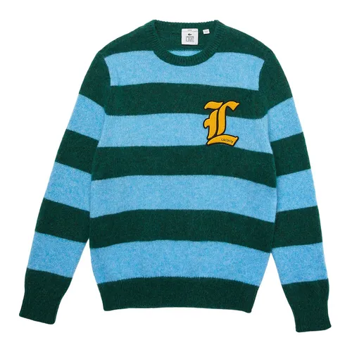 Áo Len Lacoste Live Badge Striped Wool Blend Sweater Regular AH7501 1B8 Màu Xanh Size 3
