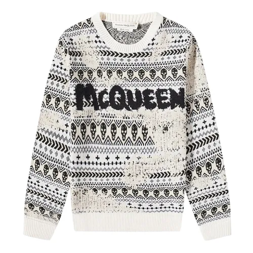 Áo Len Nam Alexander McQueen Wool Logo Sweater White/Black 729257 Q1BAB 9234 Phối Màu Size S