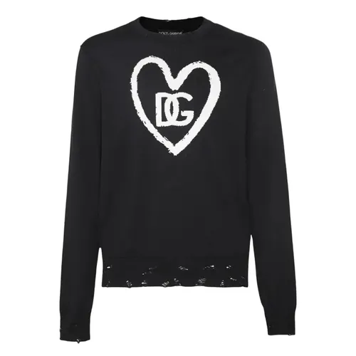 Áo Len Nam Dolce & Gabbana D&G Black With Logo Printed GXM36T JEMP6 S9000 Màu Đen Size 46