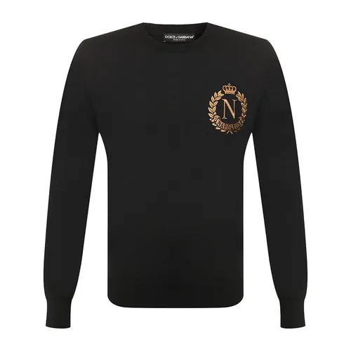 Áo Len Nam Dolce & Gabbana D&G Crown Napoleon Embroidered Logo Sweater Màu Đen Size 44