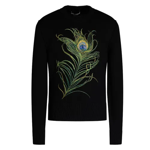 Áo Len Nam Dolce & Gabbana D&G Embroidered Wool Sweater GXB78Z Màu Đen Size 44