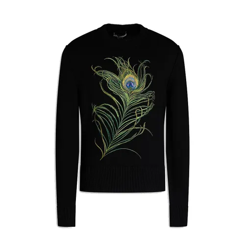 Áo Len Nam Dolce & Gabbana D&G Embroidered Wool Sweater Màu Đen Size 44
