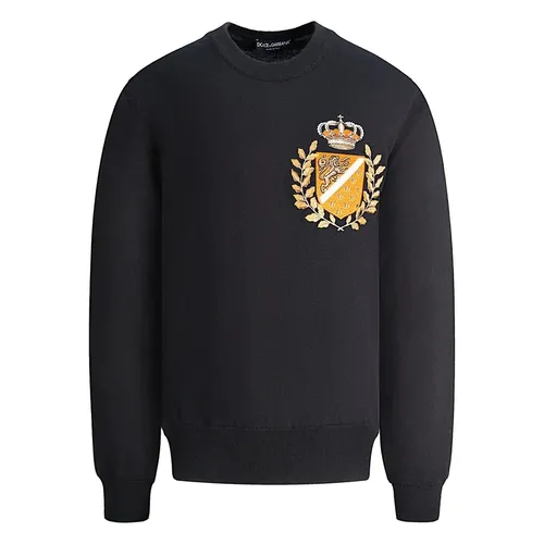 Áo Len Nam Dolce & Gabbana D&G Logo Embroidered Black GX550Z JAMXA HNHH5 Màu Đen Size 44