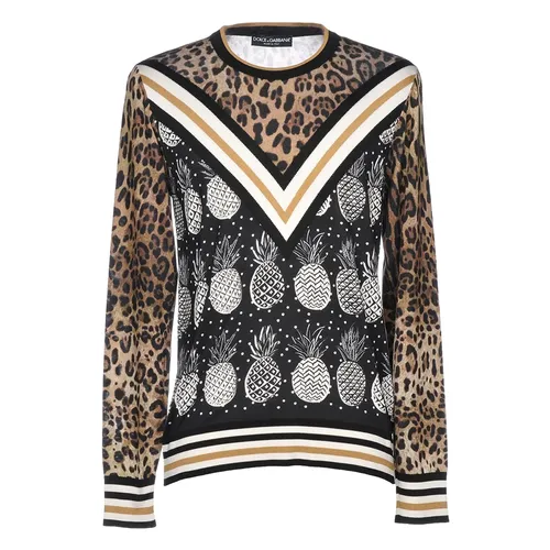 Áo Len Nam Dolce & Gabbana D&G Sweater Black Leopard Màu Nâu Đen Size 44