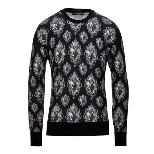 Áo Len Nam Dolce & Gabbana D&G Sweater Black Silk Sacred Heart Pullover Màu Đen Size 46