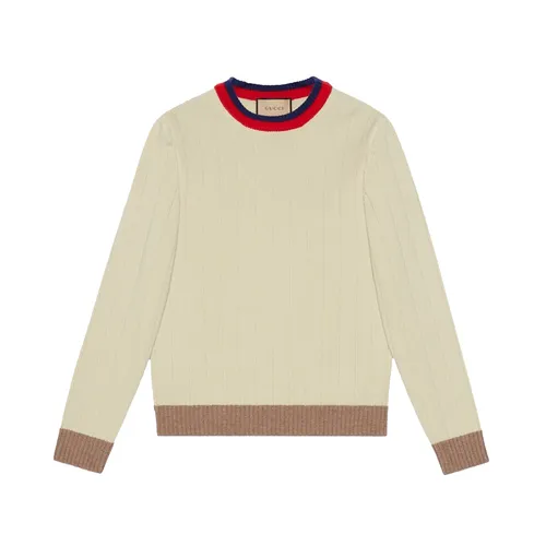 Áo Len Nam Gucci GG Rib Wool Knit 716348 Màu Kem Size S