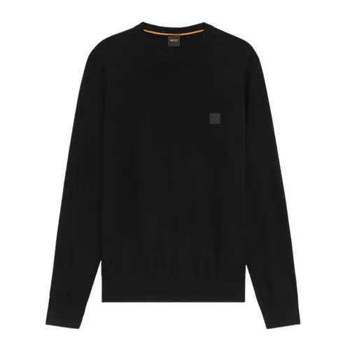 Áo Len Nam Hugo Boss Cotton-Cashmere Sweater With Logo Label 50527583 001 Màu Đen