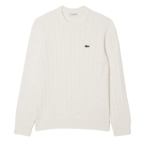Áo Len Nam Lacoste Cable Knit Cotton Sweater AH7627 - XON Màu Trắng Size 3