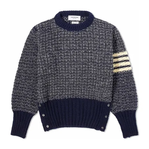 Áo Len Nam Thom Browne Men's 4-Bar Donegal Crew Neck Jumper MKA485A Màu Xanh Navy Size 1