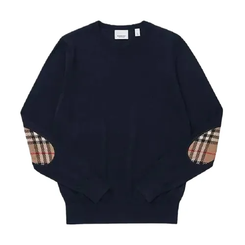 Áo Len Nữ Burberry Bempton Elbow Patch Sweater Màu Xanh Navy Size S