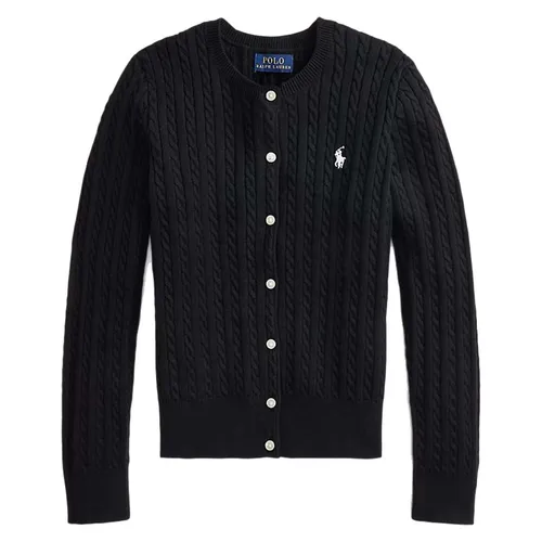 Áo Len Ralph Lauren Girls' Cable-Knit Cardigan Big Kid Black Màu Đen Size XL