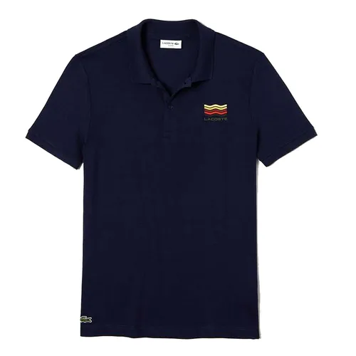 Áo Nam Lacoste Slim Fit Wave Logo Cotton Petit Piqué Polo Shirt PH4270.166 Màu Xanh Navy Size 2
