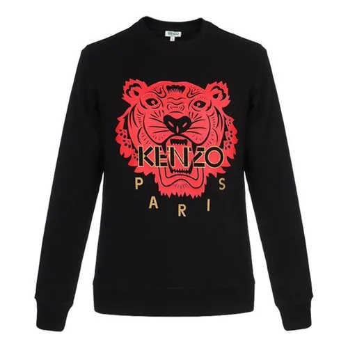 Áo Nỉ Nữ Kenzo Tiger Head Pattern Long Sleeves Pullover Black Màu Đen Size XS