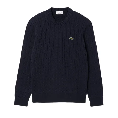 Áo Nỉ Sweater Lacoste Cable Knit Cotton Sweater AH7627 00 802 Màu Xanh Navy Size 3
