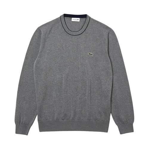Áo Nỉ Sweater Nam Lacoste Men's Crew Neck Striped Organic Cotton Sweater Màu Xám Size 4