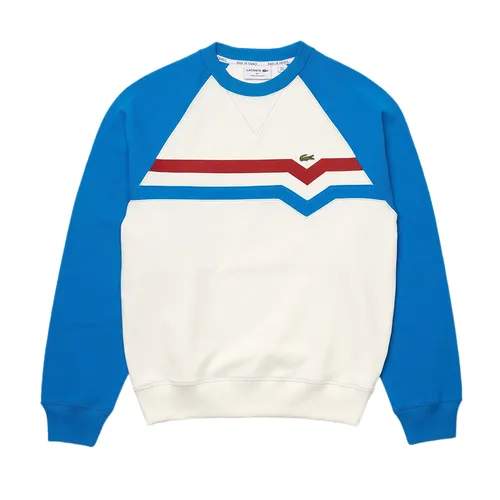 Áo Nỉ Sweater Lacoste Men's Made In France Colorblock Fleece Loose Fit Sweatshirt SH7980 Màu Xanh Blue - Trắng