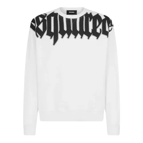 Áo Nỉ Sweater Nam Dsquared2 Cotton Crewneck Sweatshirt With Logo In White S74GU0761 S25551 100 Màu Trắng Size M