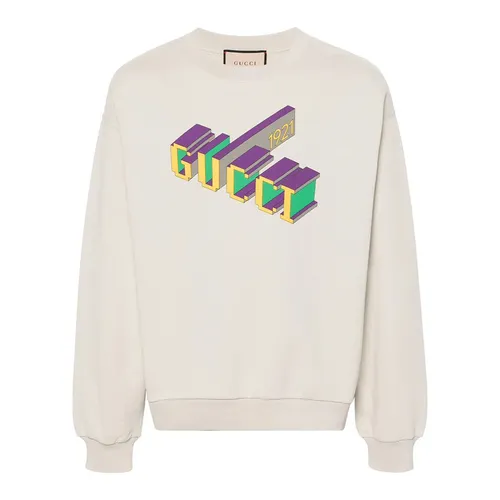 Áo Nỉ Sweater Nam Gucci 3D Logo Crew Neck Sweatshirt 768530-XJF3H-9269 Màu Trắng Kem Size XS